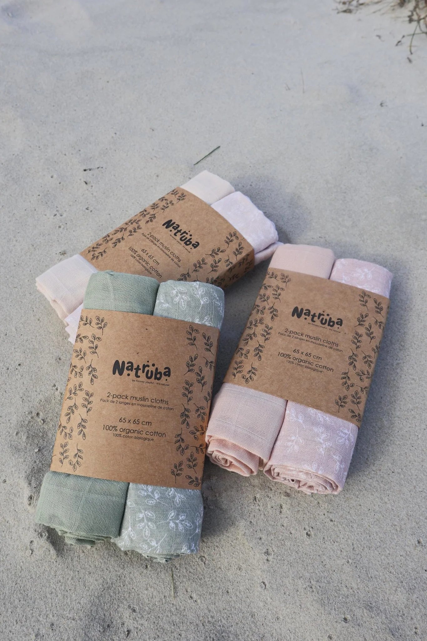 2-pak Natruba økologiske stofbleer - Cremefarve