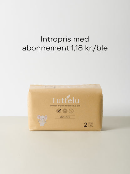 Pakke med 32 stk bambusbleer str. 2 til 3-6 kg, naturlig og premium kvalitet, nænsomt designet, beige emballage med enkelt. - Str. 2 Bambus 3-6kg / 32 Stk (udsolgt - tilgængelig igen 12/03)