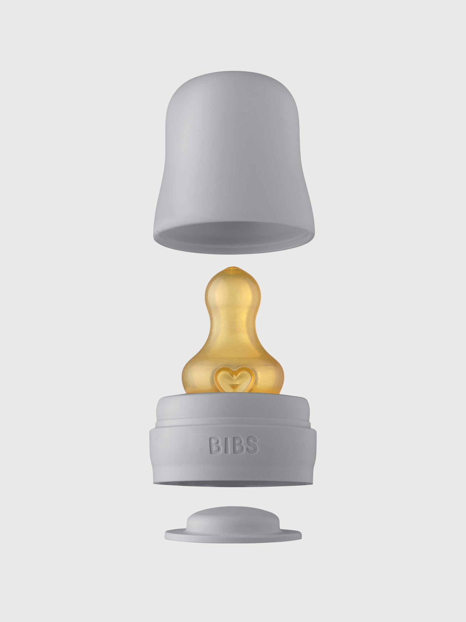 BIBS sutteflaske sæt med naturlig latex sut og lysegrå låg i premium kvalitet, nænsomt designet. - BIBS Bottle Kit Latex Cloud