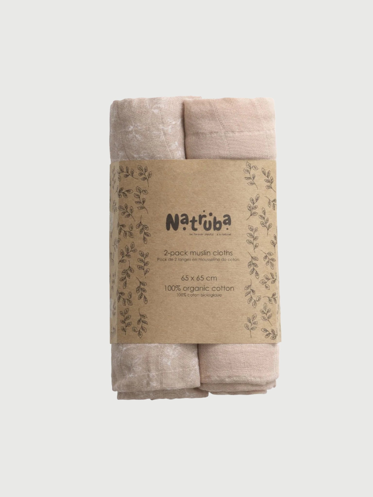 To cremefarvede økologiske stofbleer fra Natruba med blødt, naturligt materiale og premium kvalitet, pakket i miljøvenlig. - 2-pak Natruba økologiske stofbleer - Cremefarve