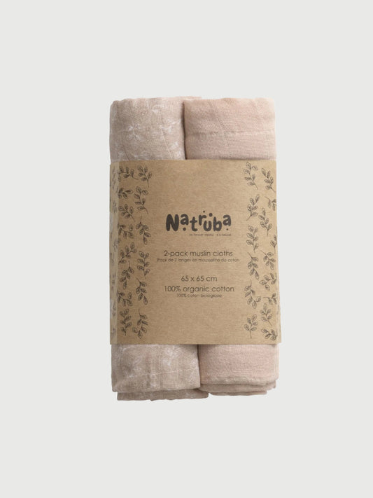 2-pak Natruba økologiske stofbleer - Cremefarve